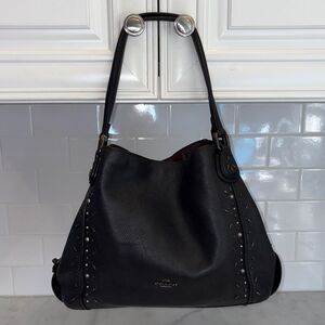 Coach Purse Handbag Leather Edie Pebbled Prairie Rivet Studded Hobo Shoulder Bag